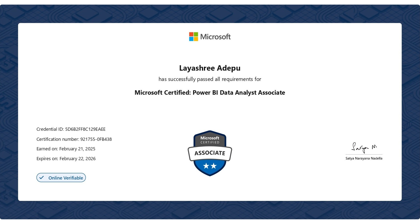 Microsoft Certified: Power BI Data Analyst Associate